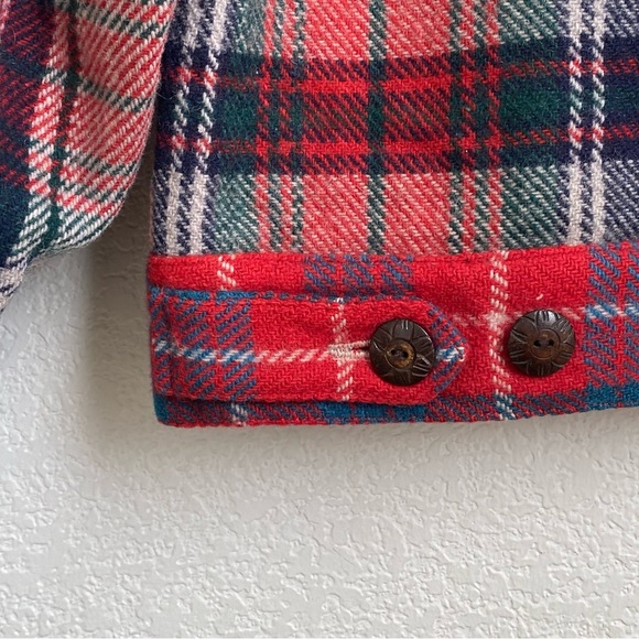 Vintage SANDY STARKMAN Red Plaid  Embroider Appliqué Wool Blend Shacket Jacket L - Picture 13 of 15